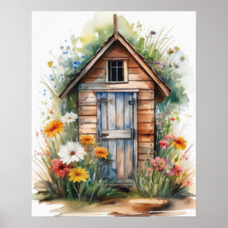 Außentoilette Watercolor 4 Poster