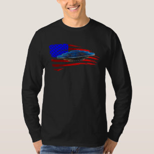 Außenweltraum-Raumschiff Amerikanische Flagge Männ T-Shirt