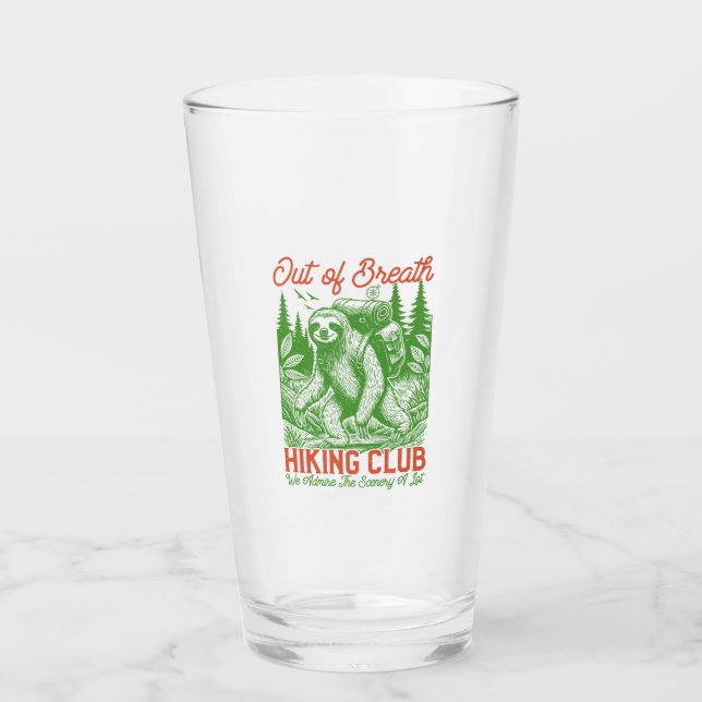 Außer Atem Lustiger Faultier Wanderclub Glas (Vorderseite)