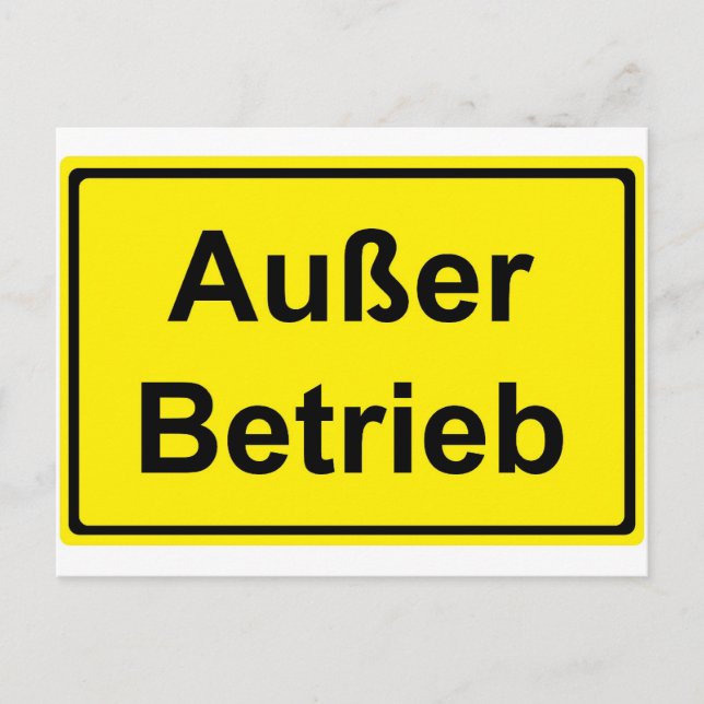 "Außer Betrieb" (deutsches "außer Betrieb") Zeiche Postkarte (Vorderseite)