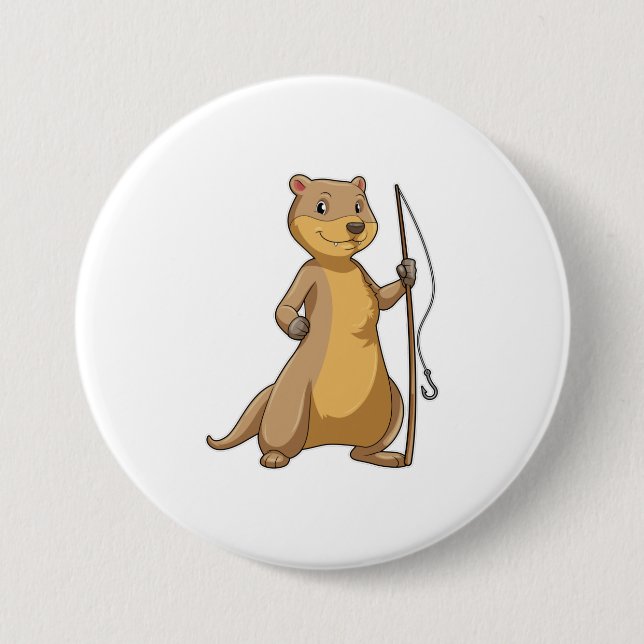 Außer Fisher mit Angelrute Button (Vorderseite)