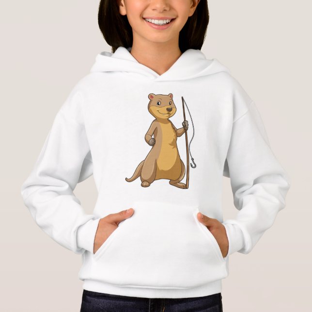 Außer Fisher mit Angelrute Hoodie (Vorderseite)