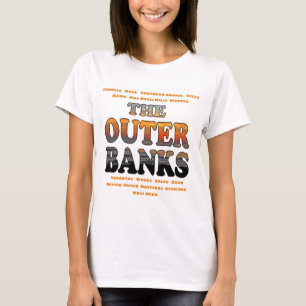 Äußere Banken überstürzen Text und Städte OBX T-Shirt