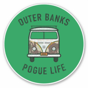 Äußere Banken Van Pogue Life OBX Vintag (grün) Aufkleber