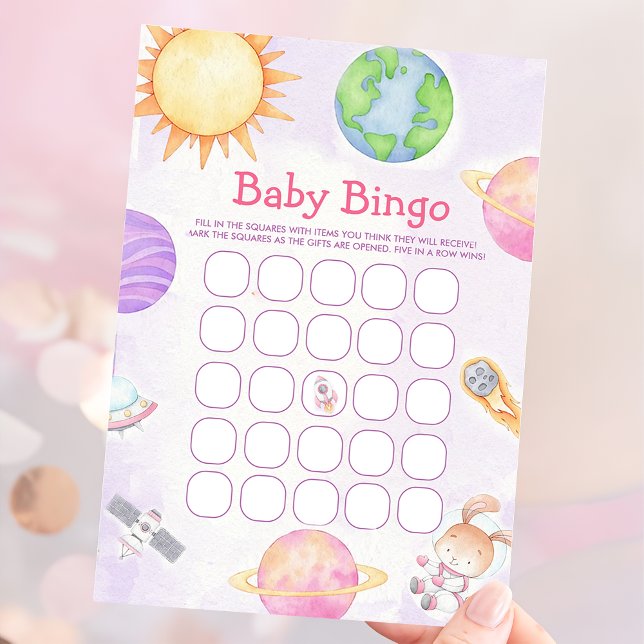 Äußere Space Baby Dusche Bingo Game Card Einladung (Von Creator hochgeladen)