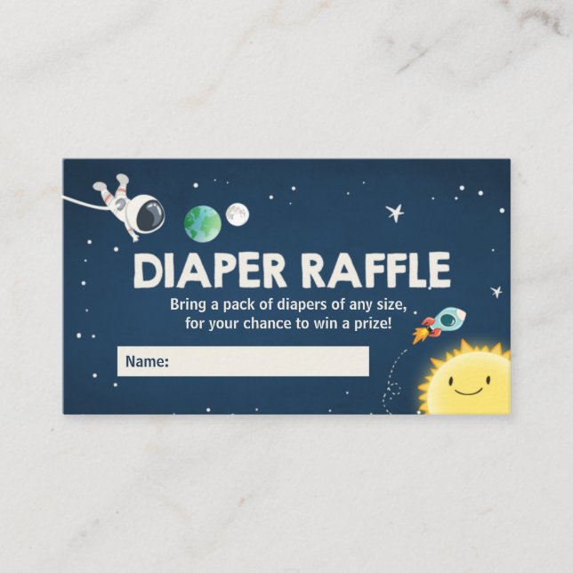 Äußere Space Baby Shower Boy Diaper Raffekarte Begleitkarte (Vorderseite)
