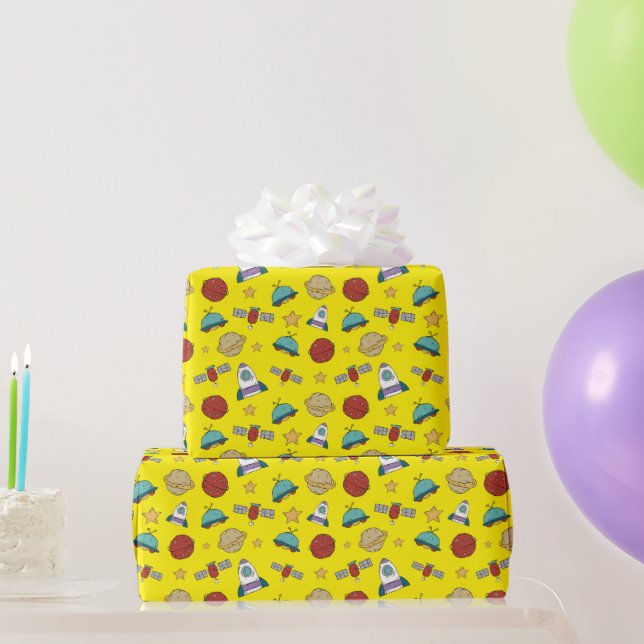 Äußerer Raum für hellgelbes Schleifpapier Geschenkpapier (Partygeschenke)