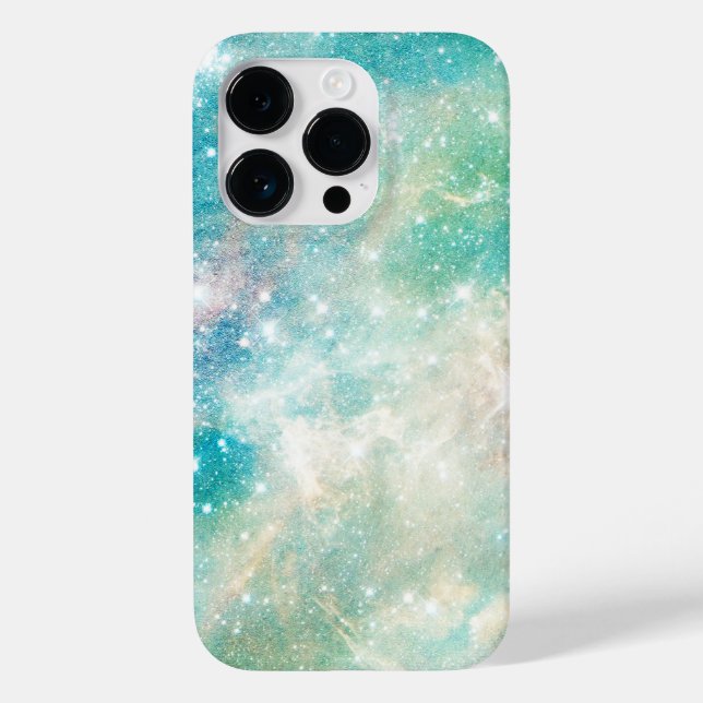 Äußerer Raum Turquoise Aquamarin Galactic Starry S Case-Mate iPhone 14 Pro Hülle (Rückseite)