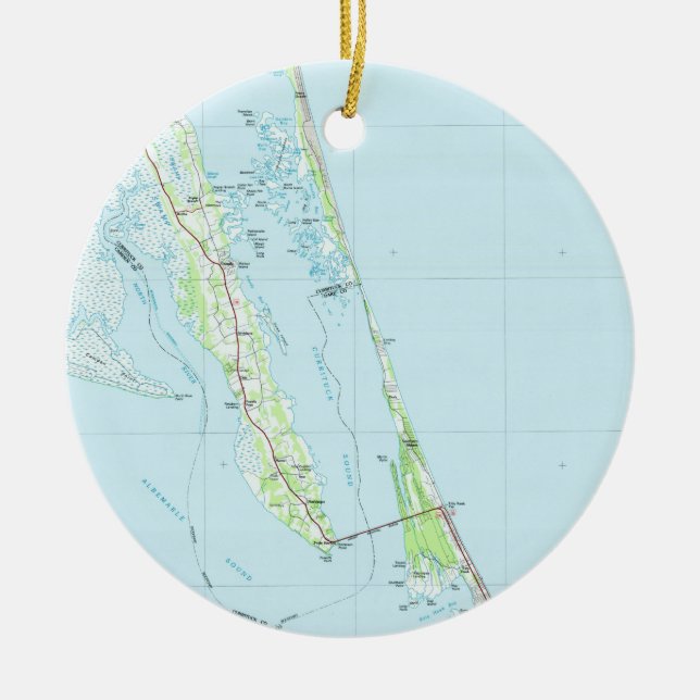 Äußeres Bank-NordNorth Carolina Map (1985) Keramik Ornament (Vorne)