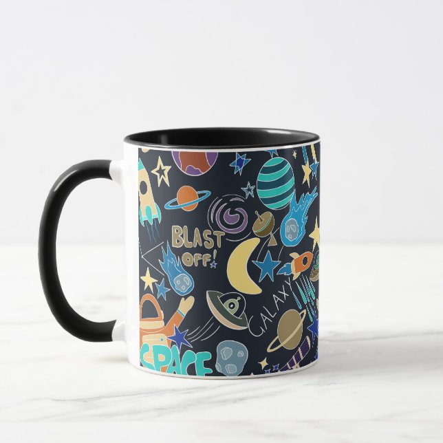 Äußeres Raumdoodmuster Tasse (Links)