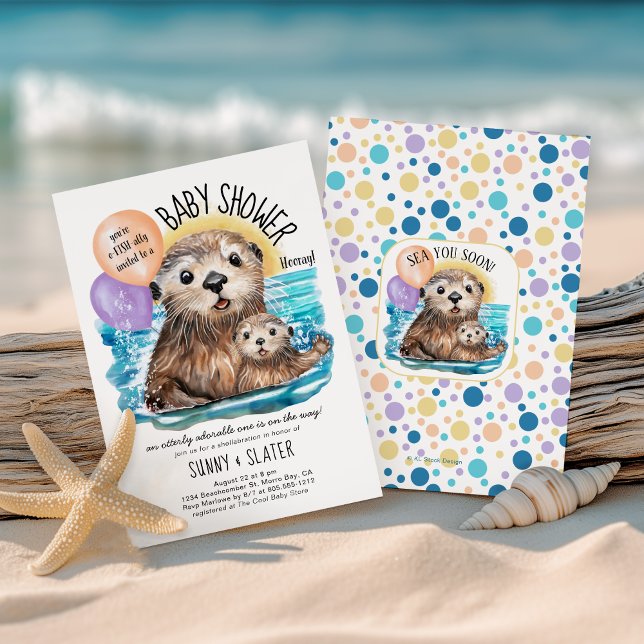 Außergewöhnliches Meer Otter Beach Babydusche Einladung (Von Creator hochgeladen)