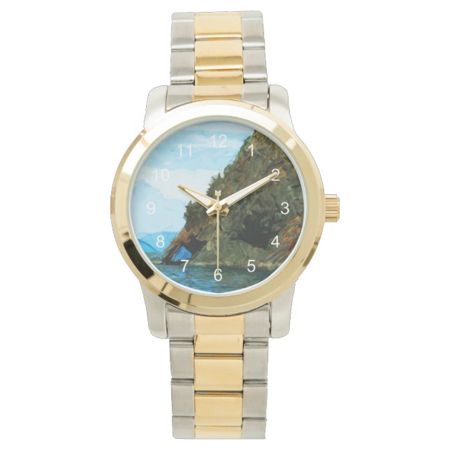 Außerhalb der Bucht von Seward Alaska Abstrakt Armbanduhr (Vorderseite)