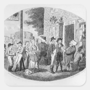 Außerhalb der Taverne Old Hats Quadratischer Aufkleber