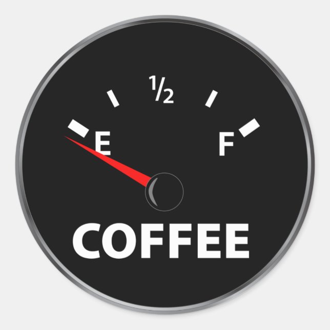 Außerhalb des Füllstandes von Kaffee Runder Aufkleber (Vorderseite)