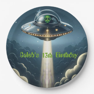 Außerirdische Entführung UFO Blaue Wolken Geburtst Pappteller