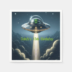 Außerirdische Entführung UFO Blaue Wolken Geburtst Serviette