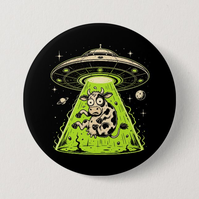 Außerirdische Kuh Entführung Weirdcore Surreal Button (Vorderseite)