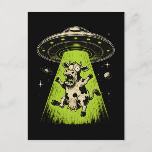 Außerirdische Kuh Entführung Weirdcore Surreal Postkarte