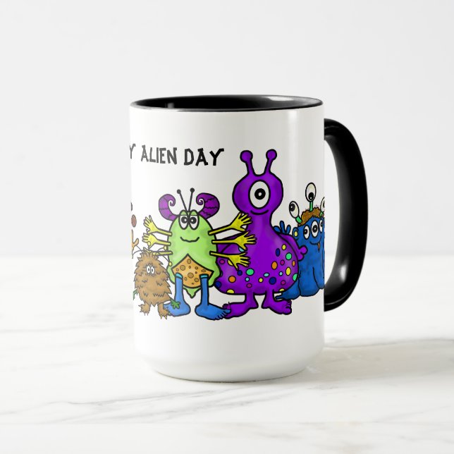 Außerirdische niedlicher Cartoon Tasse (VorderseiteRechts)