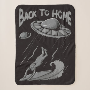außerirdische UFO-Surf-Illustration mit Zurück nac Sherpadecke