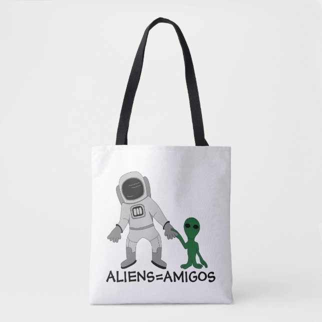 Außerirdischen = Amigos, Astronaut & Extraterrestr Tasche (Vorderseite)
