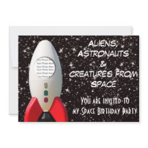 Außerirdischen & Astronaut Space Einladung zum Geb