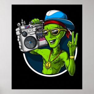 Außerirdischen Boombox-Party Poster