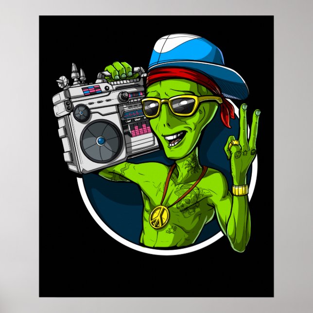 Außerirdischen Boombox-Party Poster (Vorne)