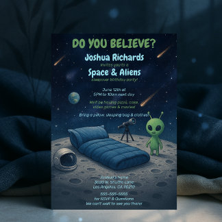 Außerirdischen der Kinderspielecke Sleepover Gebur Einladung
