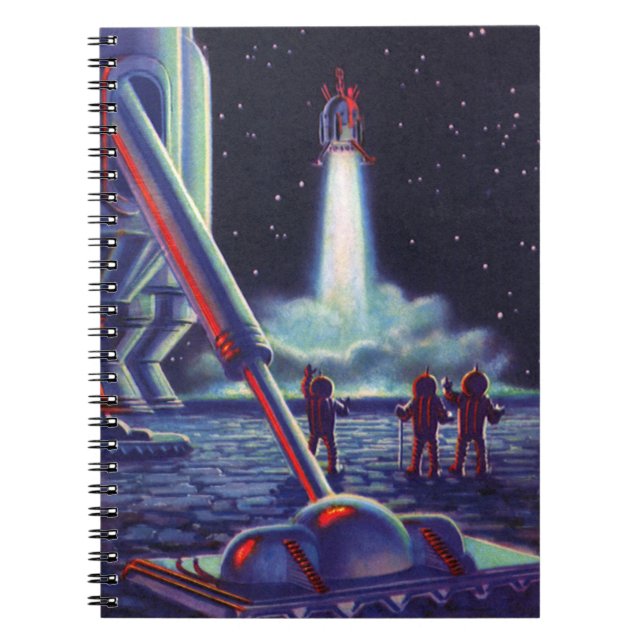 Außerirdischen der Vintagen Science Fiction spring Notizblock (Vorderseite)