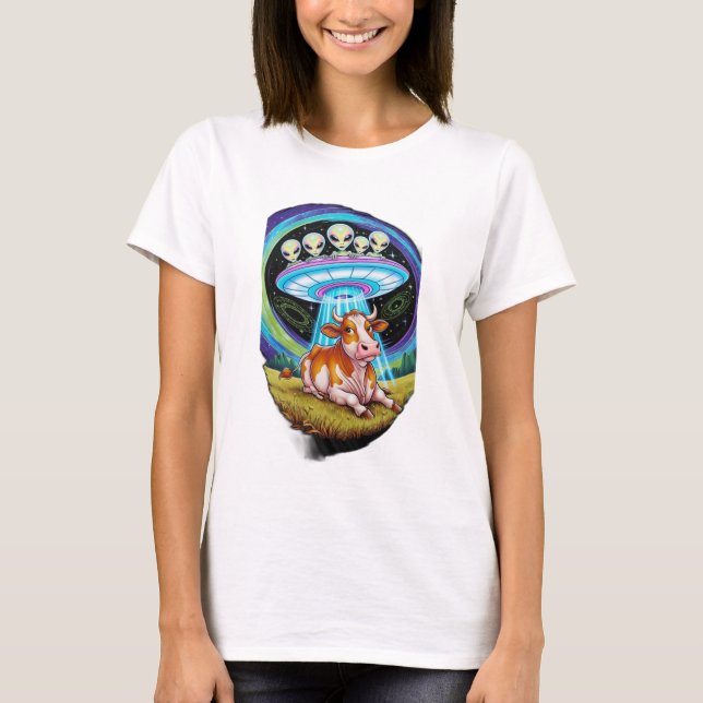 Außerirdischen entführen Kühe, aber die Kuh sieht  T-Shirt (Vorderseite)