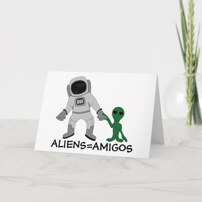 Außerirdischen = Freunde, Astronaut und außerirdis Karte (Vorderseite)