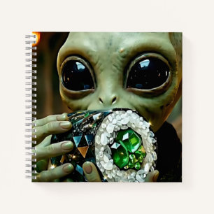Außerirdischer Alien und kristalline Nahrungszeich Notizbuch