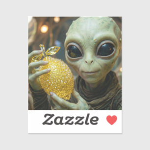 Außerirdischer Alien und kristalliner Zitrone   Aufkleber