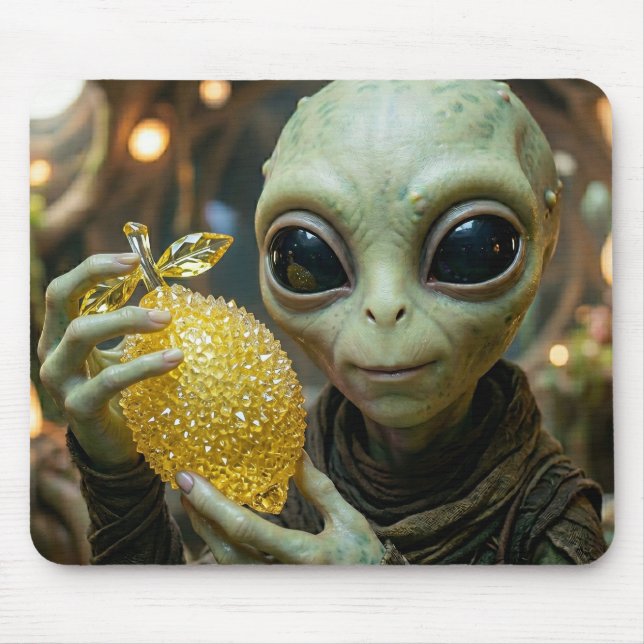 Außerirdischer Alien und kristalliner Zitrone   Mousepad (Vorne)