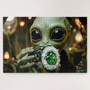 Außerirdischer Alien und kristallines Sushi  
