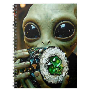 Außerirdischer Alien und kristallines Sushi Notizblock