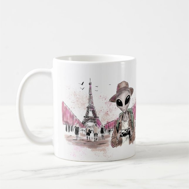 Außerirdischer auf Tour durch Paris Kaffeetasse (Links)