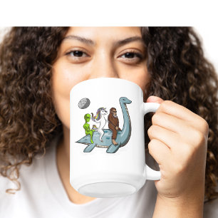 Außerirdischer Bigfoot Einhorn reitet auf Loch Nes Kaffeetasse