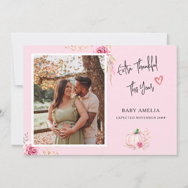 außerordentlich dankbar | Fall Baby Ankündigung (Vorderseite)