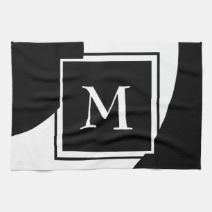 Außerordentliches Schwarzweiss-Monogramm Geschirrtuch