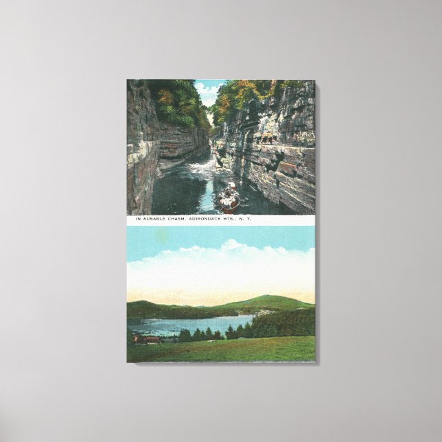 Aussicht auf Ausable Chasm und Saranac See Leinwanddruck (Vorderseite)