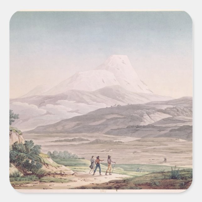 Aussicht auf Cajambe Quadratischer Aufkleber (Vorderseite)