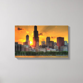 Aussicht auf Chicagos Skyline von Adler Leinwanddruck