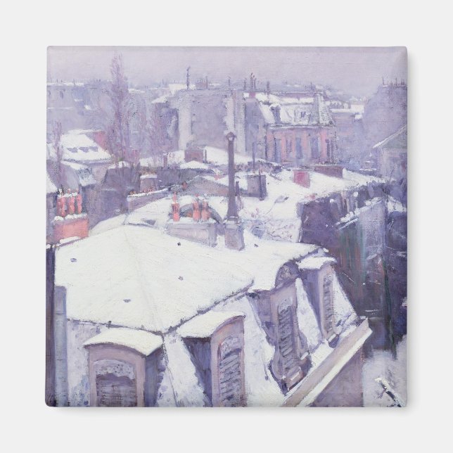 Aussicht auf Dächer oder Dächer unter Schnee, 1878 Magnet (Vorne)