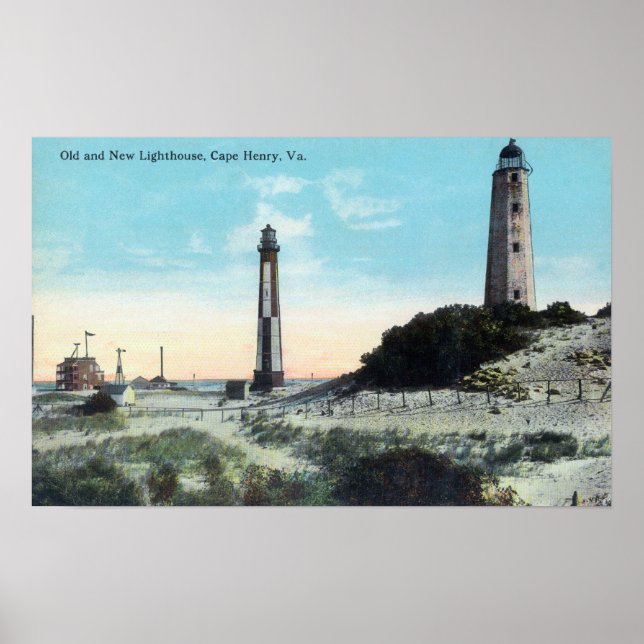 Aussicht auf das alte und das neue LeuchtturmKap H Poster (Vorne)