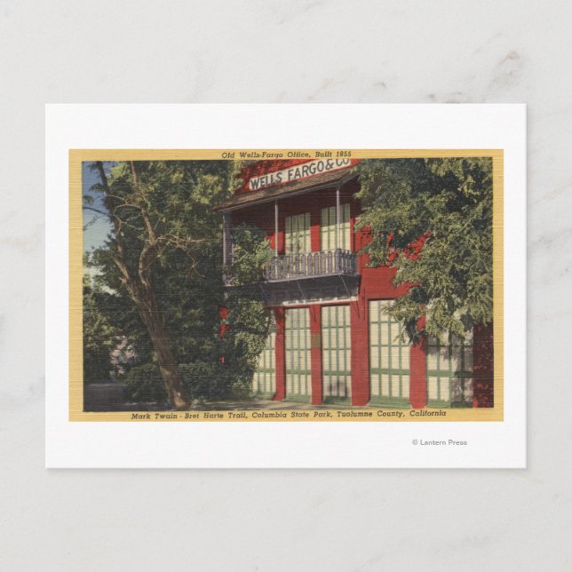 Aussicht auf das Büro Old Wells-Fargo (1855) Postkarte (Vorderseite)
