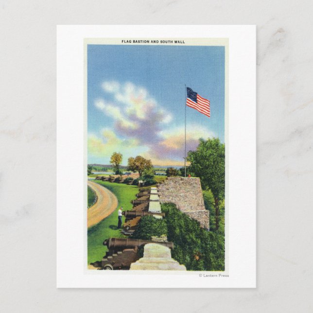 Aussicht auf das Flaggenbecken und die Südmauer Postkarte (Vorderseite)
