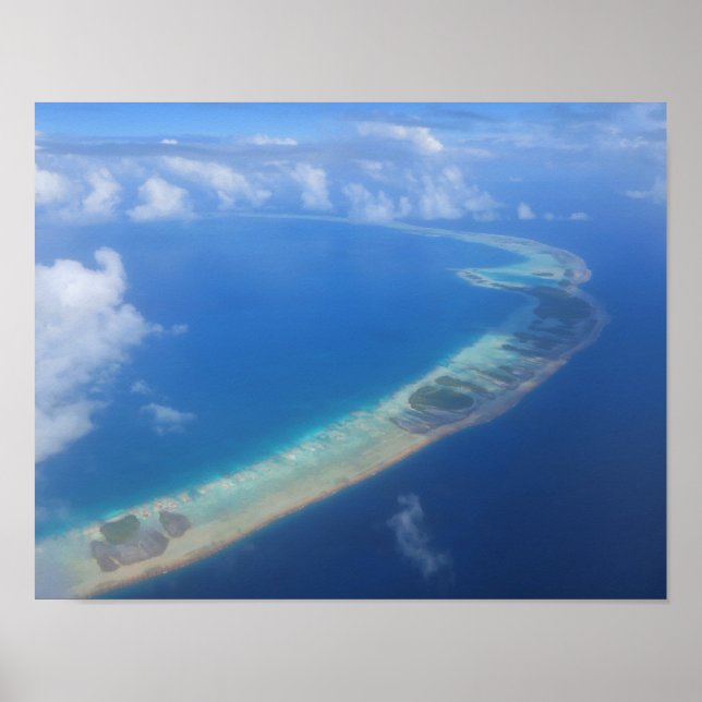 Aussicht auf das Flugzeug von Rangiroa Poster (Vorne)