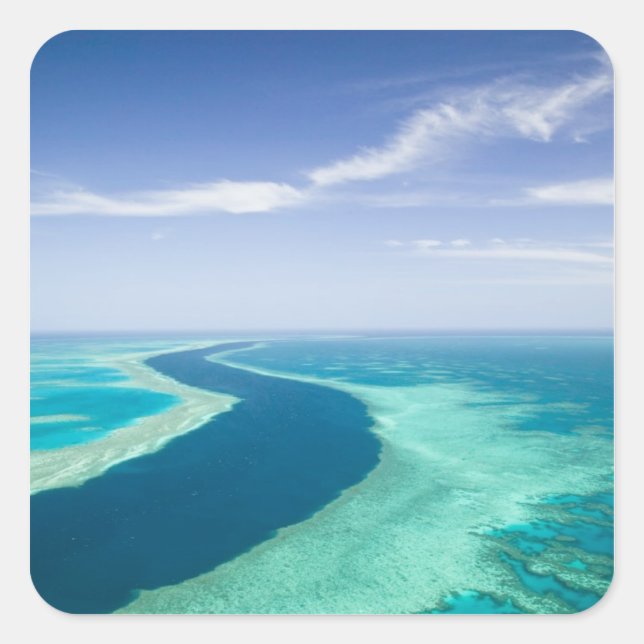 Aussicht auf das Great Barrier Reef durch die Luft Quadratischer Aufkleber (Vorderseite)